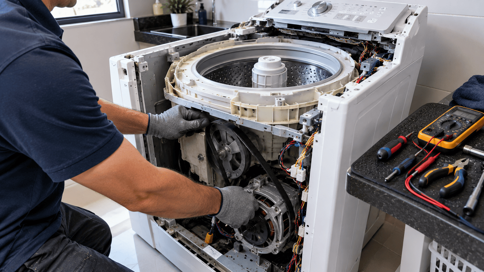 máquina de lavar brastemp não centrifuga com tampa fechada em lavanderia residencial